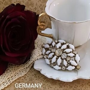 Antique Milkglass Brooch Made In Germany